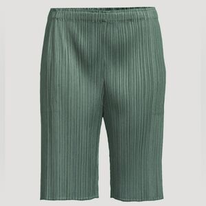 Issey Miyake Green Pleated Women Shorts